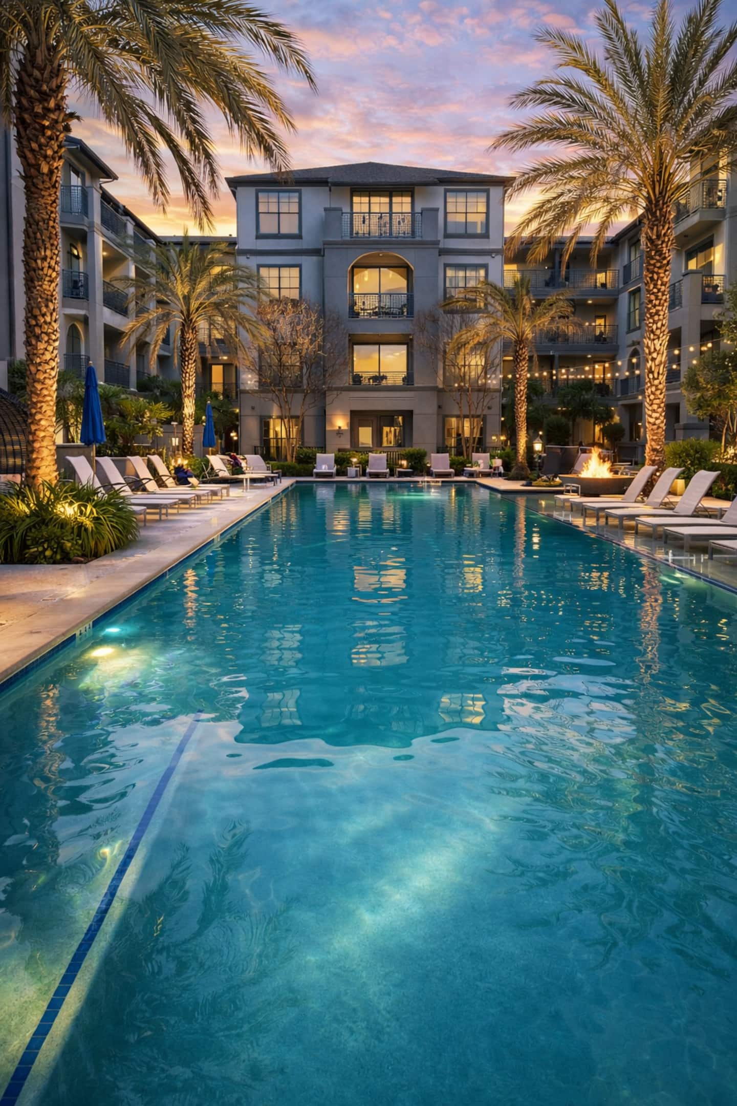 Pool at sunset